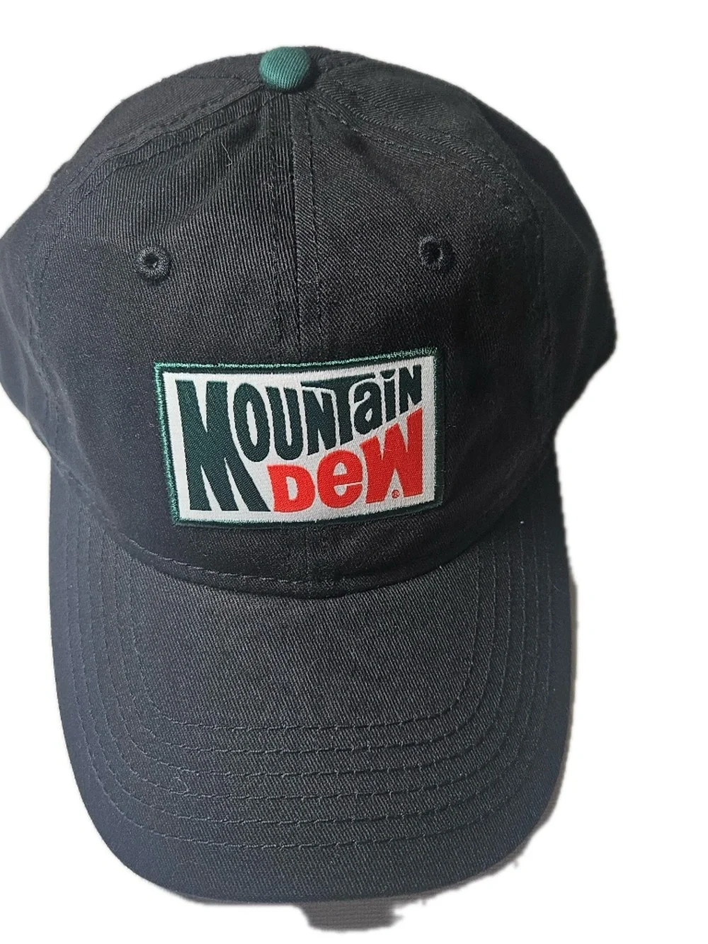 Mountain Dew Hat Cap Snap Back Black Embroidered Patch Mens One Size